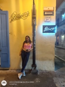 Lady on corner street