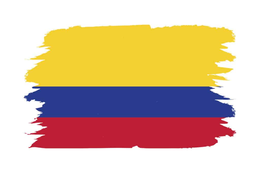 Colombian flag with yellow, blue, and red stripes for cultural representation. Colombia travel guide